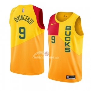 Maglia Milwaukee Bucks Donte Divincenzo Citta 2018-19 Giallo